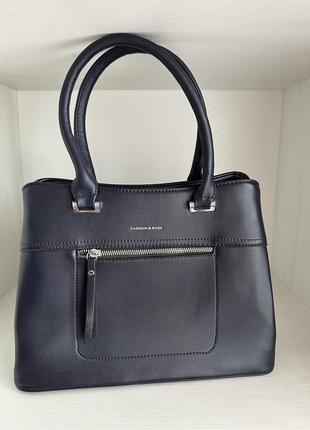 Темно-синяя кожаная сумка. туречковая женская сумка fashion&amp;bag