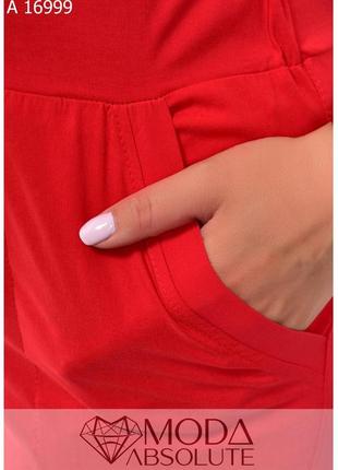 Красные укороченные летние женские штаны батал с 52 по 66 размер4 фото