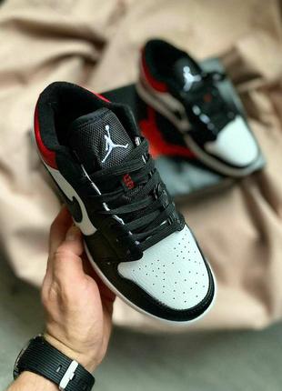 Nike air jordan 1 low •black white red•2 фото