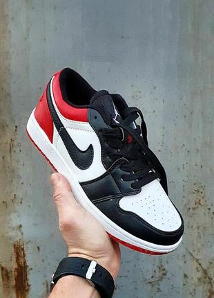 Nike air jordan 1 low •black white red•4 фото