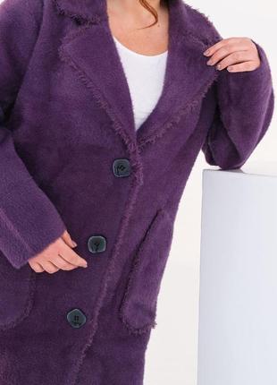 Стильное женское пальто с накладными карманами с альпаки   52-58  размер10 фото