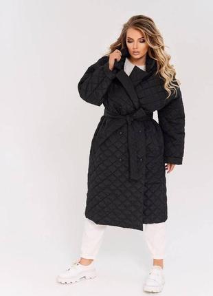 Модне жіноче стьобане пальто батал з 56 по 62 розмір