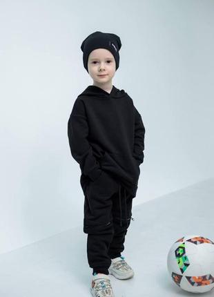 Чорний дитячий спортивний костюм (худі+штани)на зріст зі 110 до 134 см.4 фото