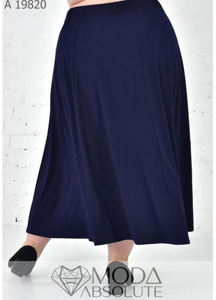 Синяя стильная летняя женская длинная юбка батал с 54 по 70 размер2 фото