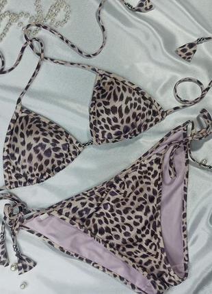 Невероятный раздельный купальник лиф и бикини леопардовый принт victoria’s secret1 фото