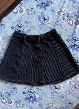 Вельветовая юбка bershka на пуговицах1 фото