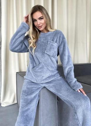Махровая пижама унисекс, мягкая пижама для дома и сна5 фото