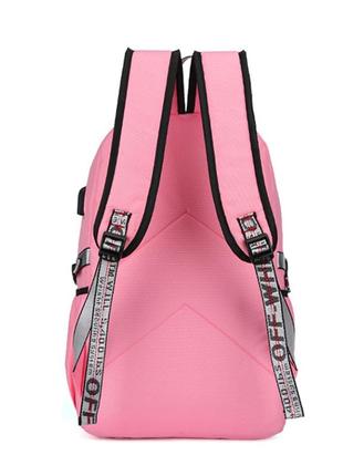 Шкільний рюкзак для дівчинки harvard з usb, замочком і хутряним помпоном, 5 кольорів