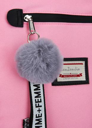 Шкільний рюкзак для дівчинки harvard з usb, замочком і хутряним помпоном, 5 кольорів