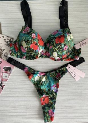 Купальник victoria’s secret swim топ 34c, 36в, плавки s, m. shine. виктория сикрет