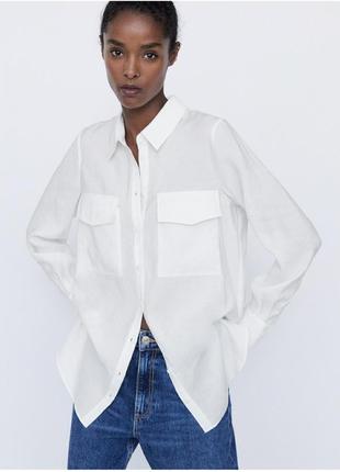 Базовая белая рубашка , блуза zara