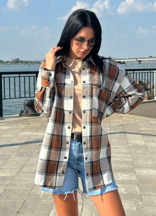 Кашемірова  жіноча сорочка  з  кишенями оверсайз  3 кольори 173ко