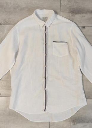 Мужская рубашка из натурального льна  zara размер l -xl1 фото