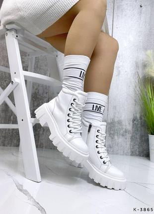Натуральные кожаные белые демисезонные и зимние ботинки5 фото