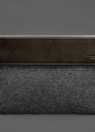 Чехол-конверт кожа фетр на магнитах для macbook 13'' темно-коричневый crazy horse