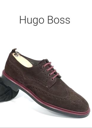 Кожаные мужские туфли дерби hugo boss оригинал3 фото