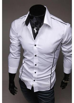 Стильная рубашка мужская деловая на корпоратив или праздник. цвета белый и черный3 фото