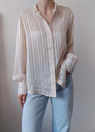 Кремова сорочка mango сорочка в полоску бежева блуза прозора блузка красива сорочка прозора бежева сорочка