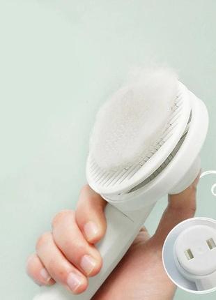 Щітка пуходерка для вичісування вовни котів, собак самоочищається 20х7,5см white2 фото