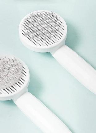 Щітка пуходерка для вичісування вовни котів, собак самоочищається 20х7,5см white5 фото