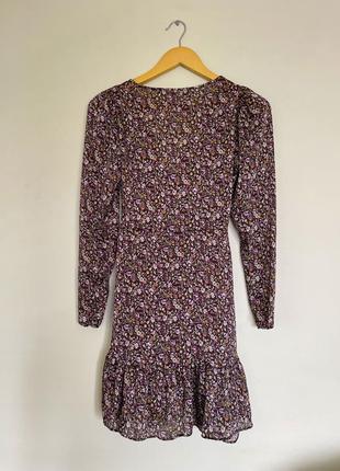 Стильне плаття квітковий принт zara xs/s сукня з  рюшками воланами7 фото