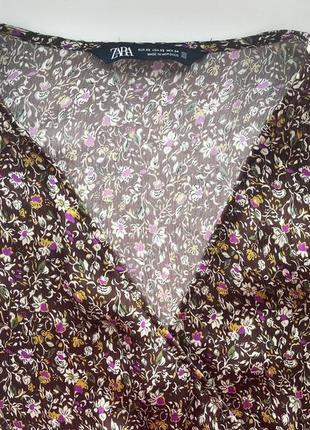 Стильне плаття квітковий принт zara xs/s сукня з  рюшками воланами9 фото