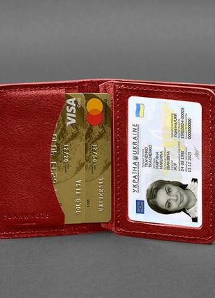 Шкіряна обкладинка для водійського посвідчення, id і пластикових карток червона 2.03 фото