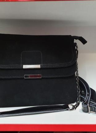 Женская сумочка- клатч на цепочке из натурального замша и натуральной кожи2 фото