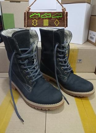 Тёплые женские сапоги на шнурках tamaris (зима, кожа, германия) #1146