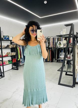 Бирюзовое люрексовое платье бренд zara размер м цена 499 грн8 фото