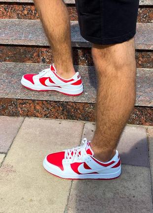 Nike sb dunk low retro red white кросівки