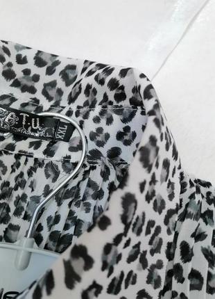 Літня легка сорочка блуза шифон принт лео леопард пліссе летняя лёгкая рубашка блуза шифон принт лео2 фото