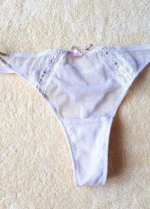 Новые бежевые пудровые нюдовые нюд гипюровые полупрозрачные трусики стринги танга в горох горошек точку с/8/36/44 marks spencer гипюр