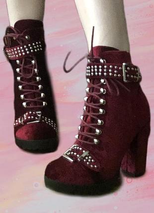 Ботфорты ,сапожки ,бархатные красные сапожки,ботинки бархатные