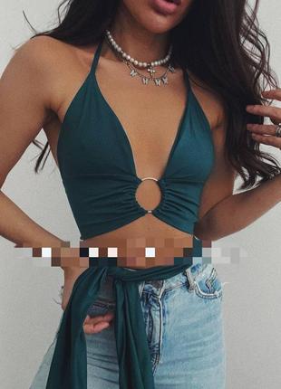 Топ с кольцом посередине мини топ кроп топ на связи