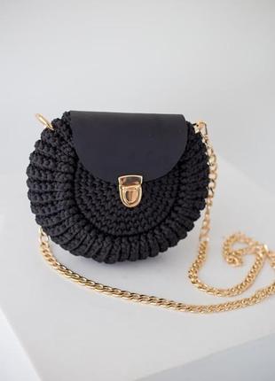 Вязанная женская сумка орео черная \ женская сумочка ручной работы