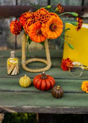 Набір свічка гарбуз, гарбузик, у формі гарбуза, гарбузка, осінній декор1 фото