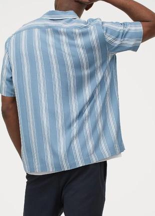 Чоловіча приємна теніска у смужку смугаста сорочка з короткими рукавами віскоза2 фото