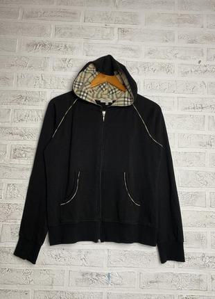 Жіноча зіп худі burberry l-xl кофта барбері чорна кофта с капюшоном