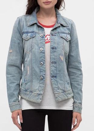 Шикарна джинсова куртка g-star raw w 3301 distressed denim Converse jacket blue джинсовка3 фото