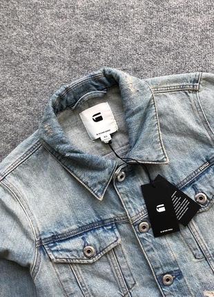 Шикарна джинсова куртка g-star raw w 3301 distressed denim Converse jacket blue джинсовка4 фото