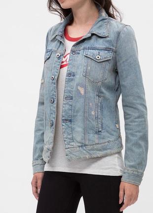 Шикарна джинсова куртка g-star raw w 3301 distressed denim jacket blue джинсовка5 фото