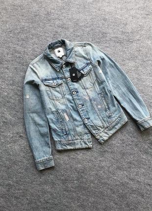 Шикарна джинсова куртка g-star raw w 3301 distressed denim jacket blue джинсовка2 фото