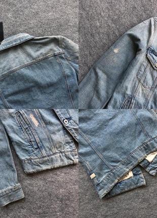 Шикарна джинсова куртка g-star raw w 3301 distressed denim Converse jacket blue джинсовка6 фото