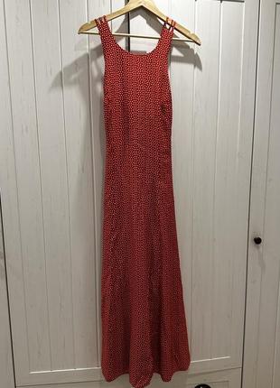 Сарафан красный в горошек, макси