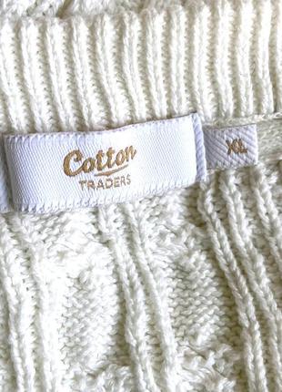 Белый джемпер с косами 100% коттон от известного бренда / cotton traders / британия.2 фото