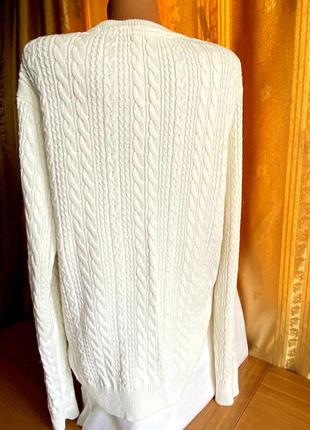 Белый джемпер с косами 100% коттон от известного бренда / cotton traders / британия.3 фото