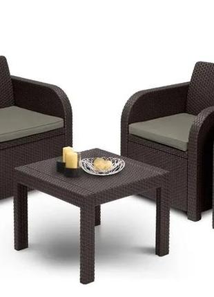 Набор пластиковой садовой мебели (диван+два кресла+столик) keter georgia set 216741 коричневый на террасу