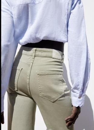 Джинсы широкая штанка фисташка zara, палаццо3 фото
