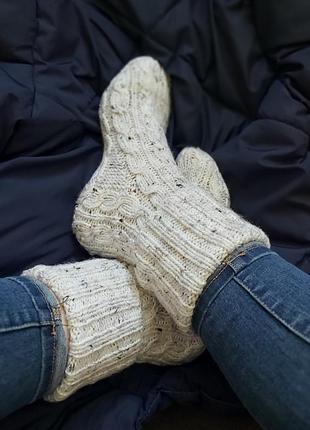 Вязаные полушерстяные носки